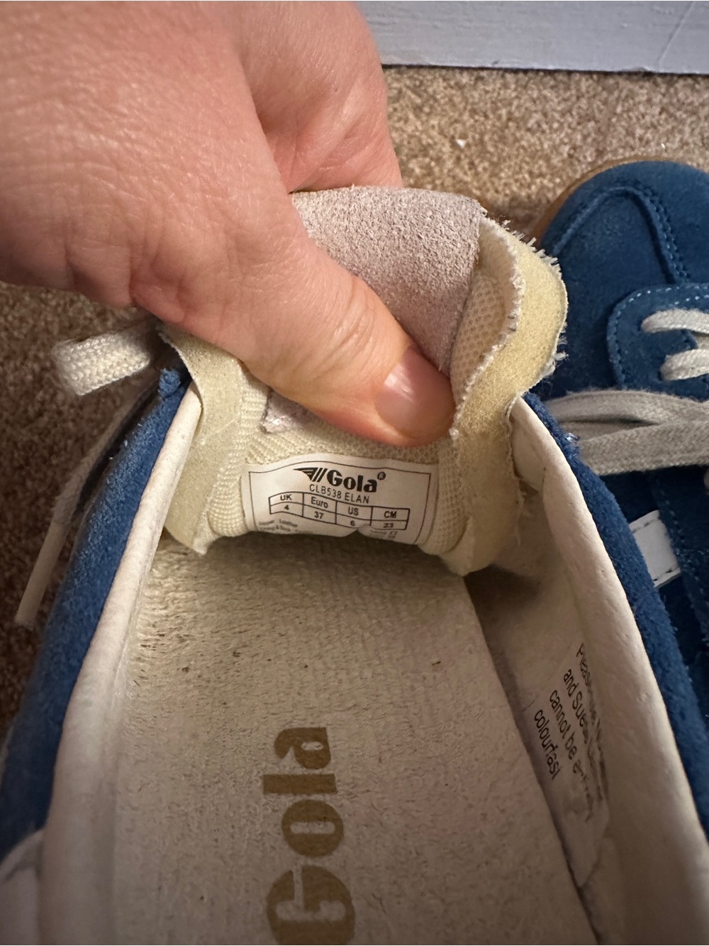 Gola Elan Suede Sneakers Blue White Gum Sole Low Top Retro Womens Size 6 US (EU - Picture 5 of 5